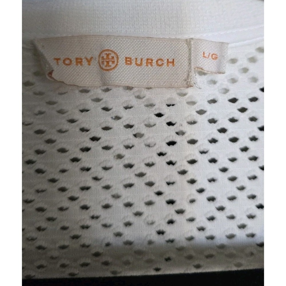 Tory Burch 70s Retro-Sporty Preppy Quiet Luxury Old Money Eyelet Preppy Top SZ L - Picture 3 of 12